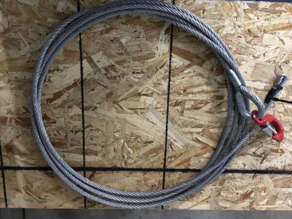 3/8" X 25' Wire Rope for Winch w/ 1.25 Ton hook